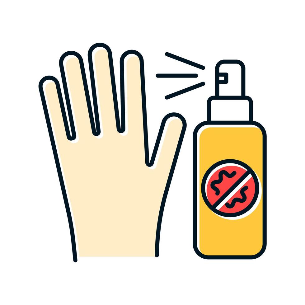 Antiseptic color icon. Sanitary and disinfection. Cleansing hand. Antibacterial sprayer. Common cold precaution. Healthcare. Flu and influenza virus prevention. Isolated vector illustration