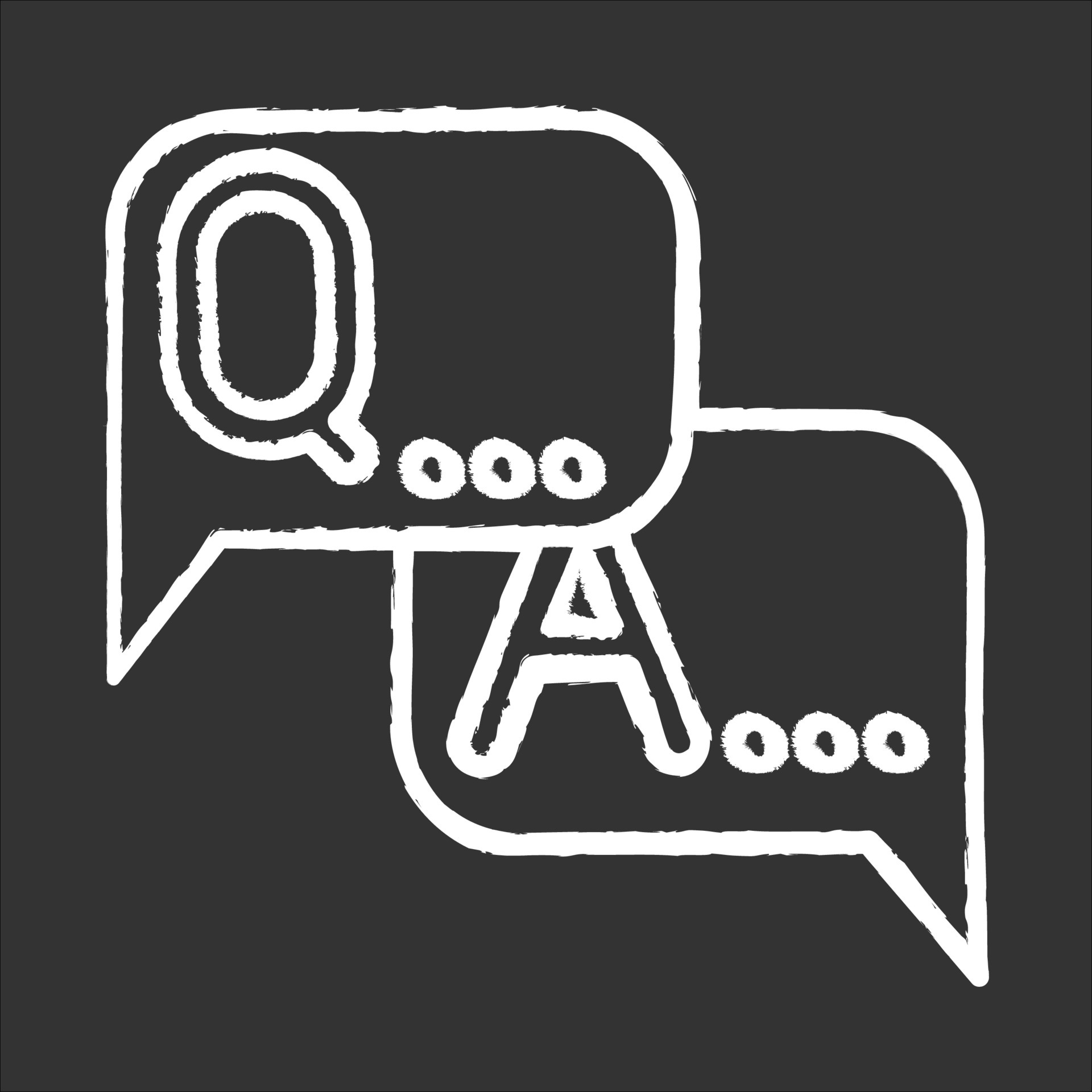 Survey chalk icon. Questions, answers. FAQ sign. Speech bubbles