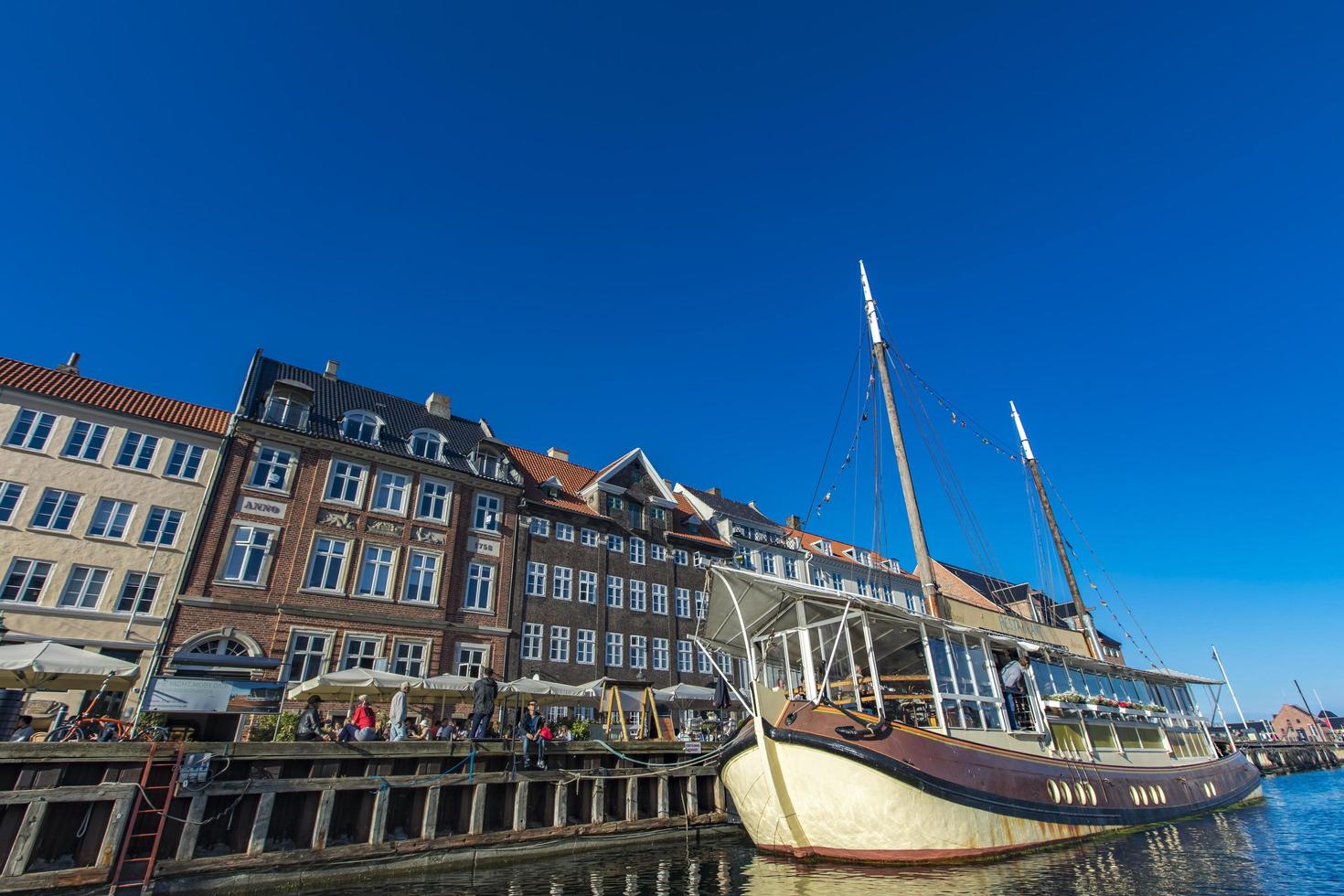 COPENHAGEN, DENMARK, JUNE 13, 2018 - Detail from Nyhavn in Copenhagen, Denmark. Nyhavn is a 17th century waterfront and entertainment district in Copenhagen. photo