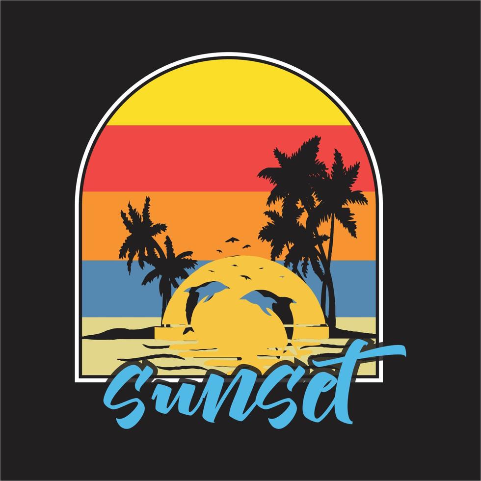 sunset T-shirt Design Print vector