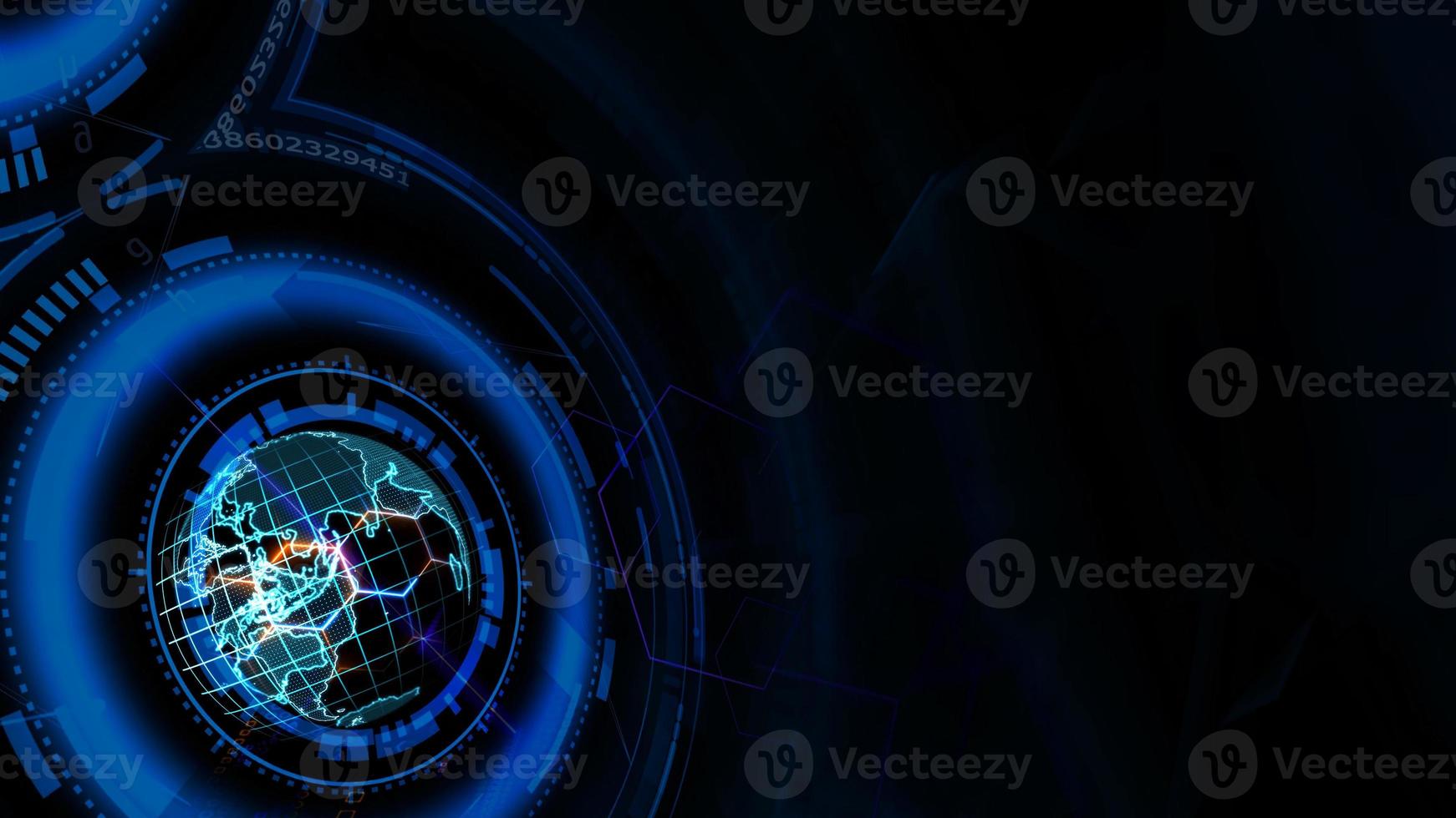 Quantum futuristic technology computer with digital hexagon photo
