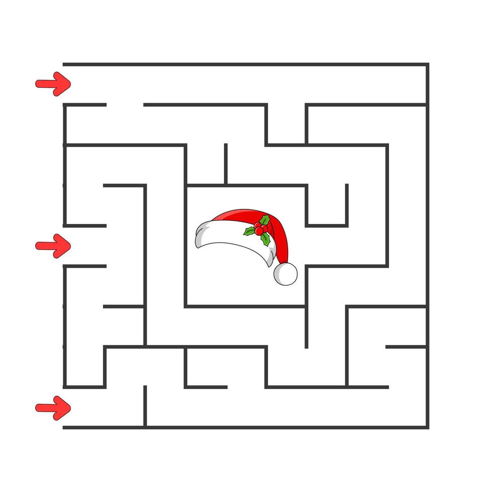 Square maze. Game for kids. Puzzle for children. cartoon character. Labyrinth conundrum. Color vector illustration. Find the right path. The development of logical and spatial thinking.