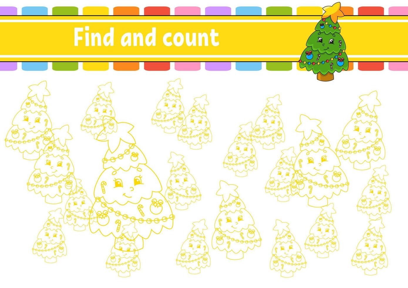 Find and count. Education developing worksheet. Activity page. Puzzle game for children. Logical thinking training. Isolated vector illustration. cartoon character.