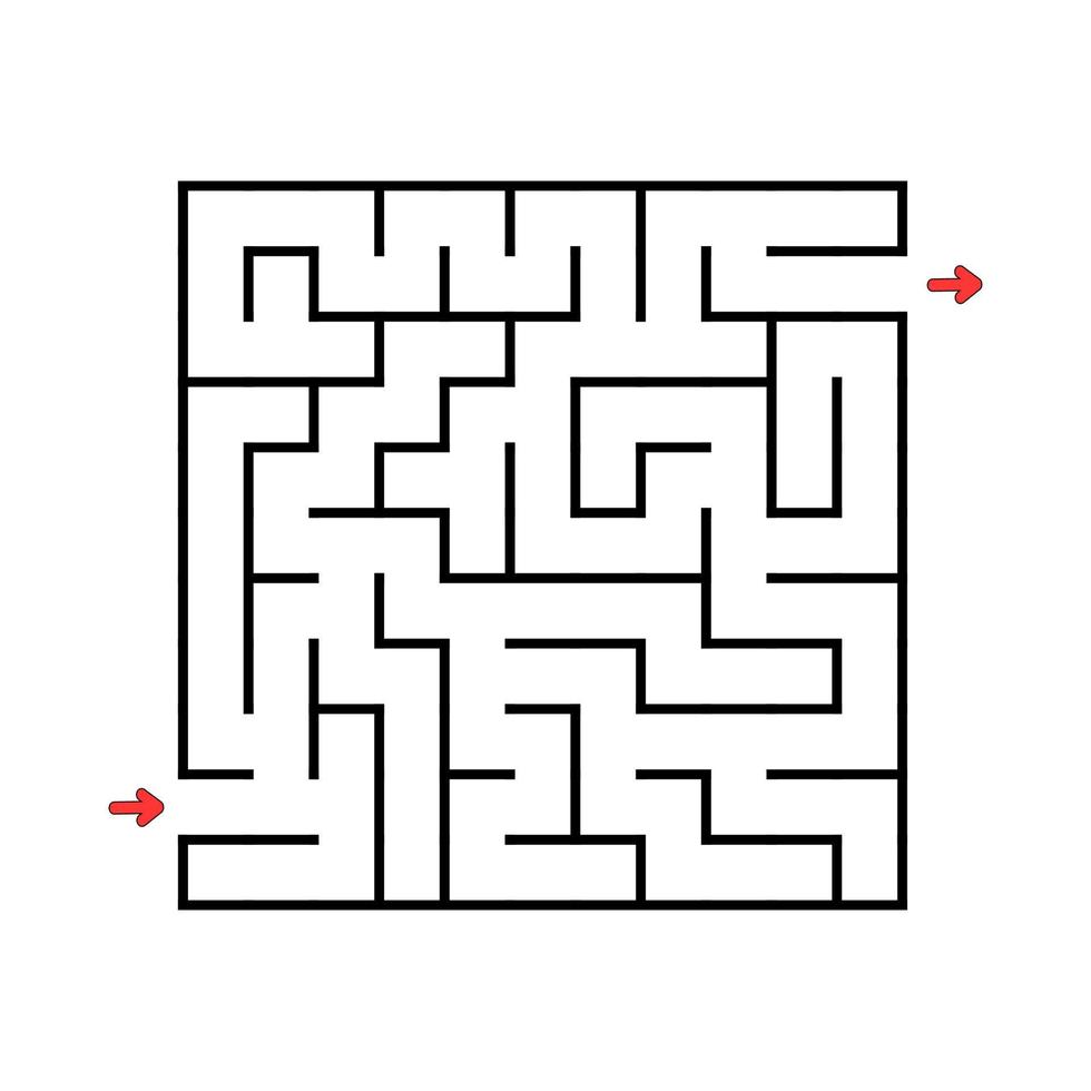Square maze. Game for kids. Puzzle for children. Labyrinth conundrum. Vector illustration. Find the right path.