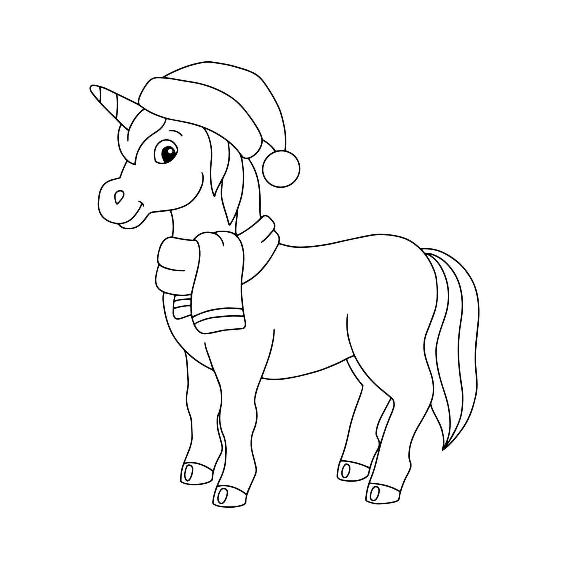 Magic fairy unicorn. Cute horse. Coloring book page for kids. Cartoon ...