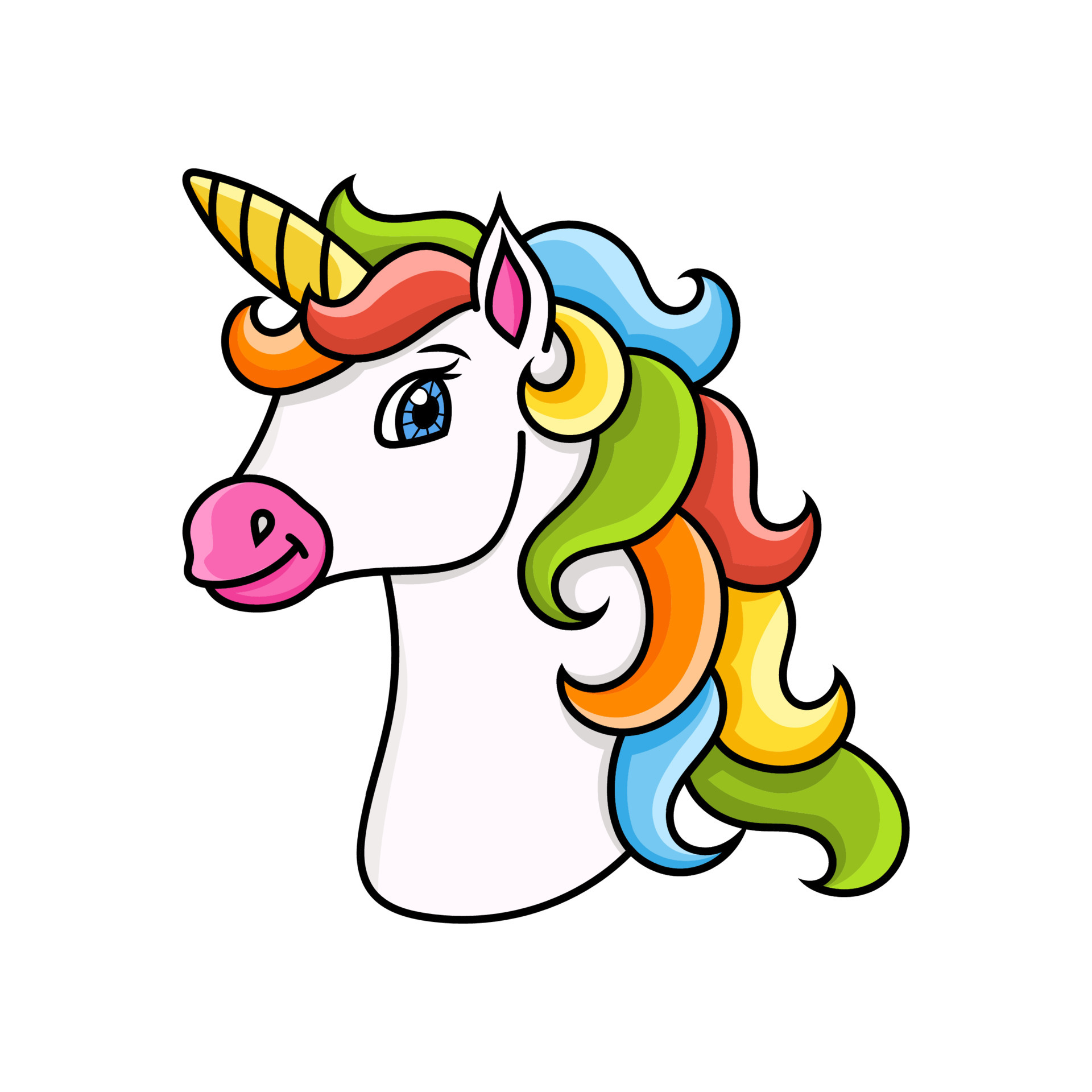 horse unicorn head cartoon character colorful vector illustration isolated on white background design element template for your design books stickers cards posters clothes 4191875 vector art at vecteezy