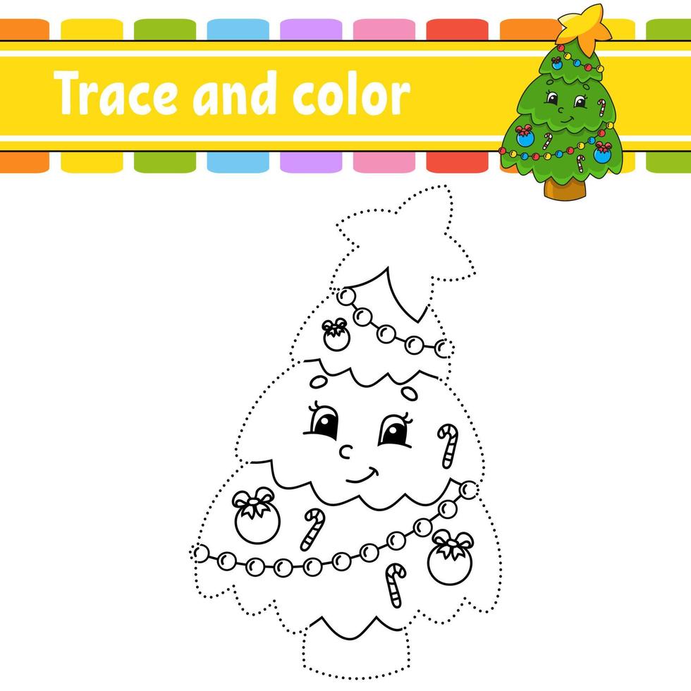 juego de punto a punto. Dibuja una línea. para niños. hoja de trabajo de actividad. libro de colorear. con respuesta. personaje animado. ilustración vectorial. tema de navidad. vector