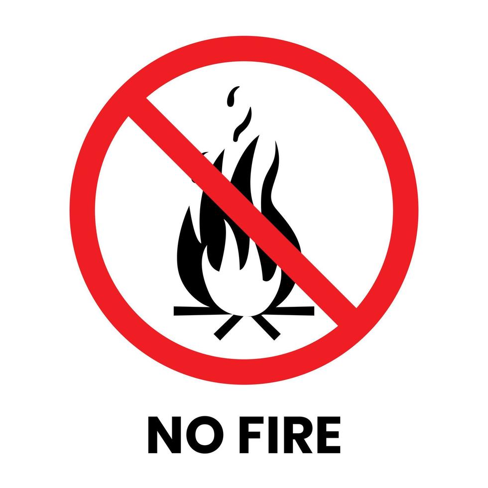 No Fire Sign Sticker with text inscription on isolated background vector
