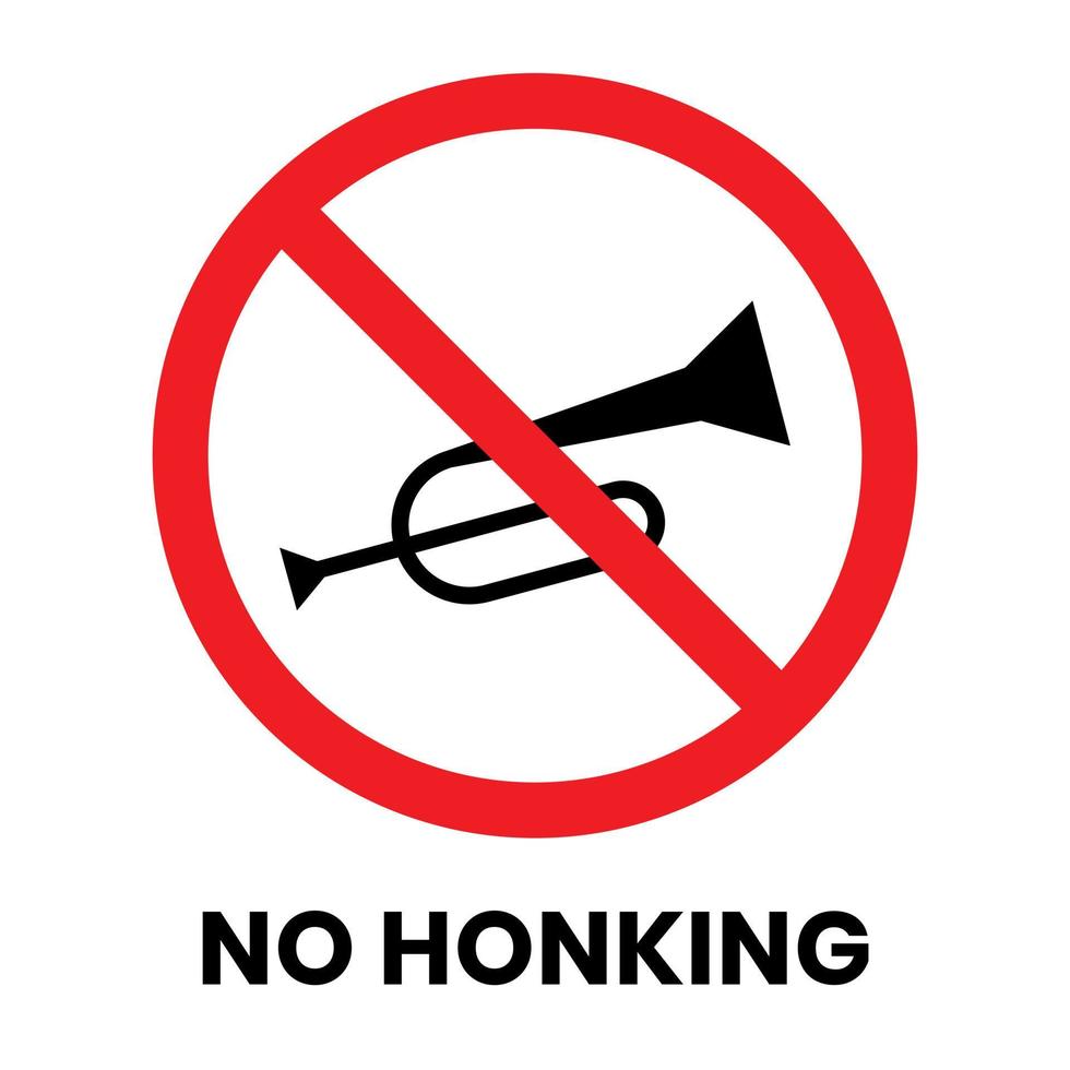 No Honking Sign Sticker with text inscription on isolated background vector