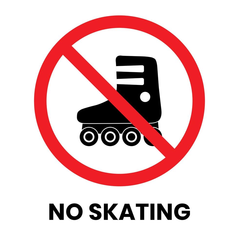 No Skating Sign Sticker with text inscription on isolated background vector