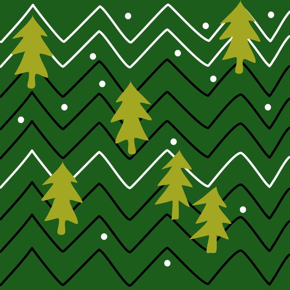 Montaña de invierno de Navidad a mano alzada dibujo de patrones sin fisuras vector