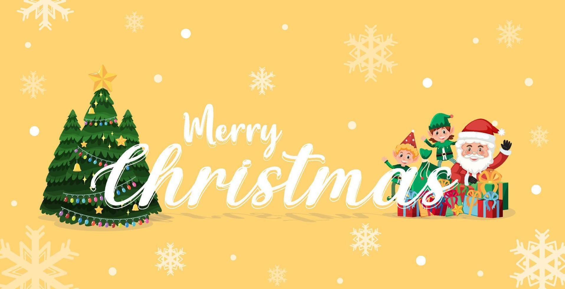 Merry Christmas banner with cute santa claus cartoon vector