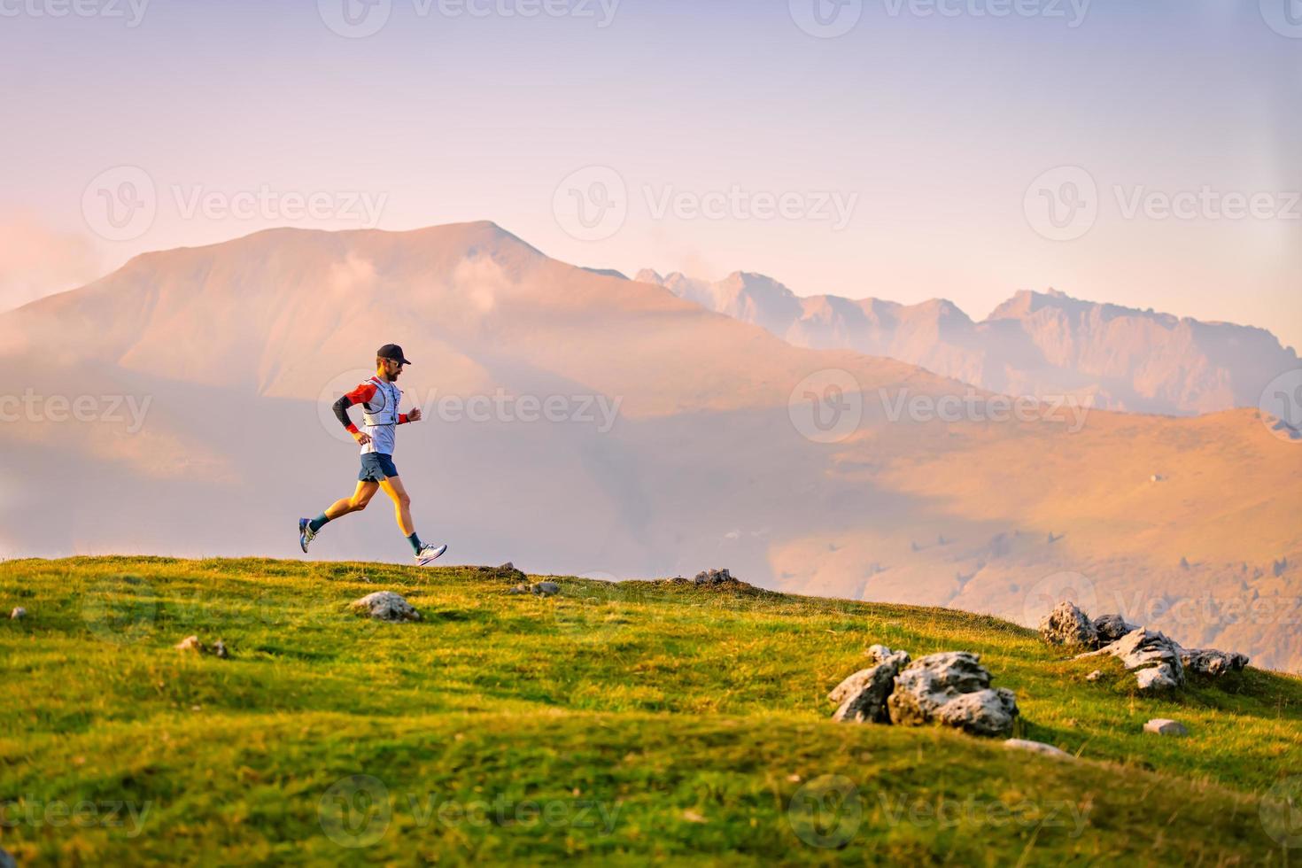 High altitude marathon runner during a training session photo