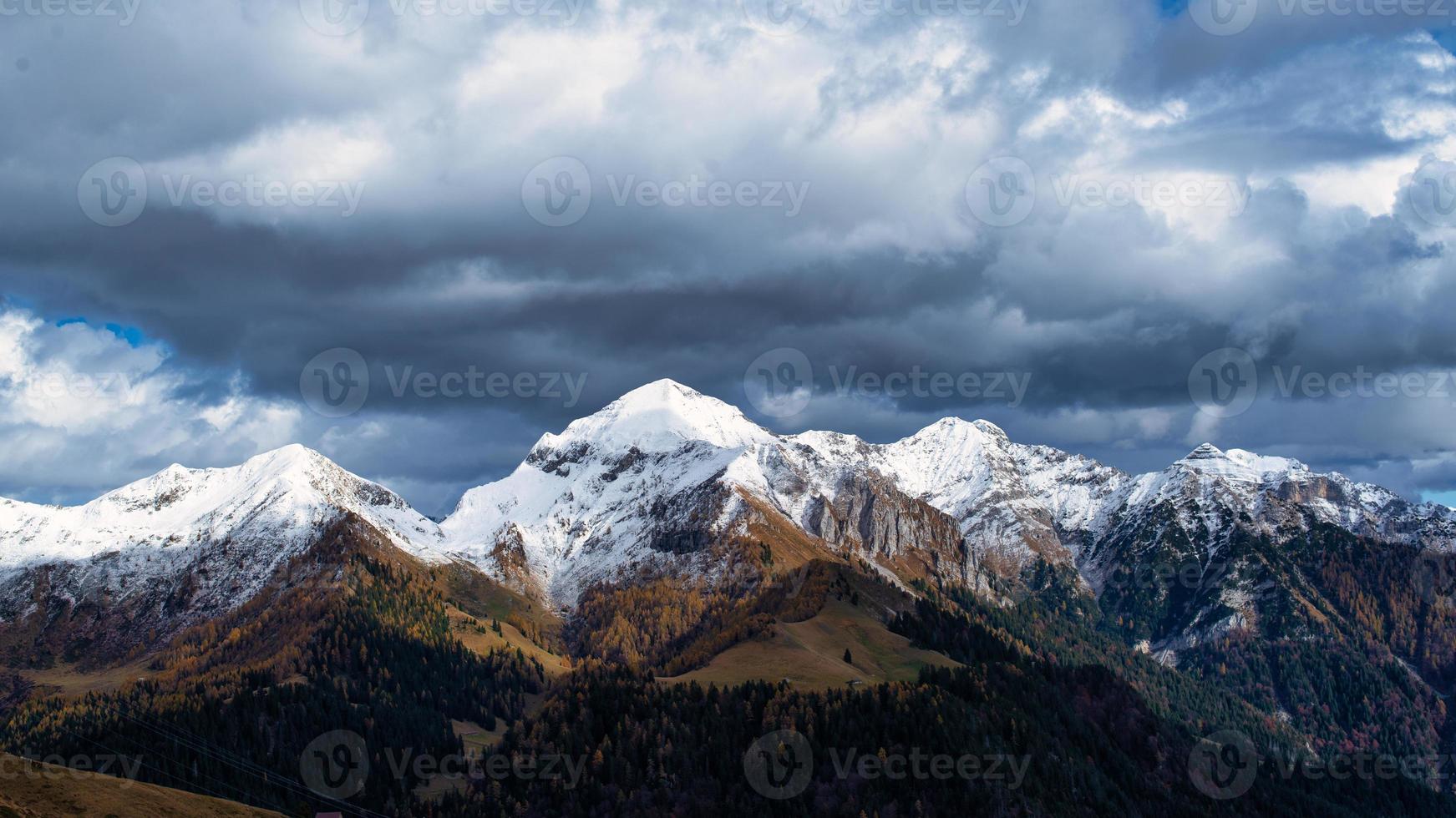 Monte Cavallo with the first autumn snow in high brembana valley photo