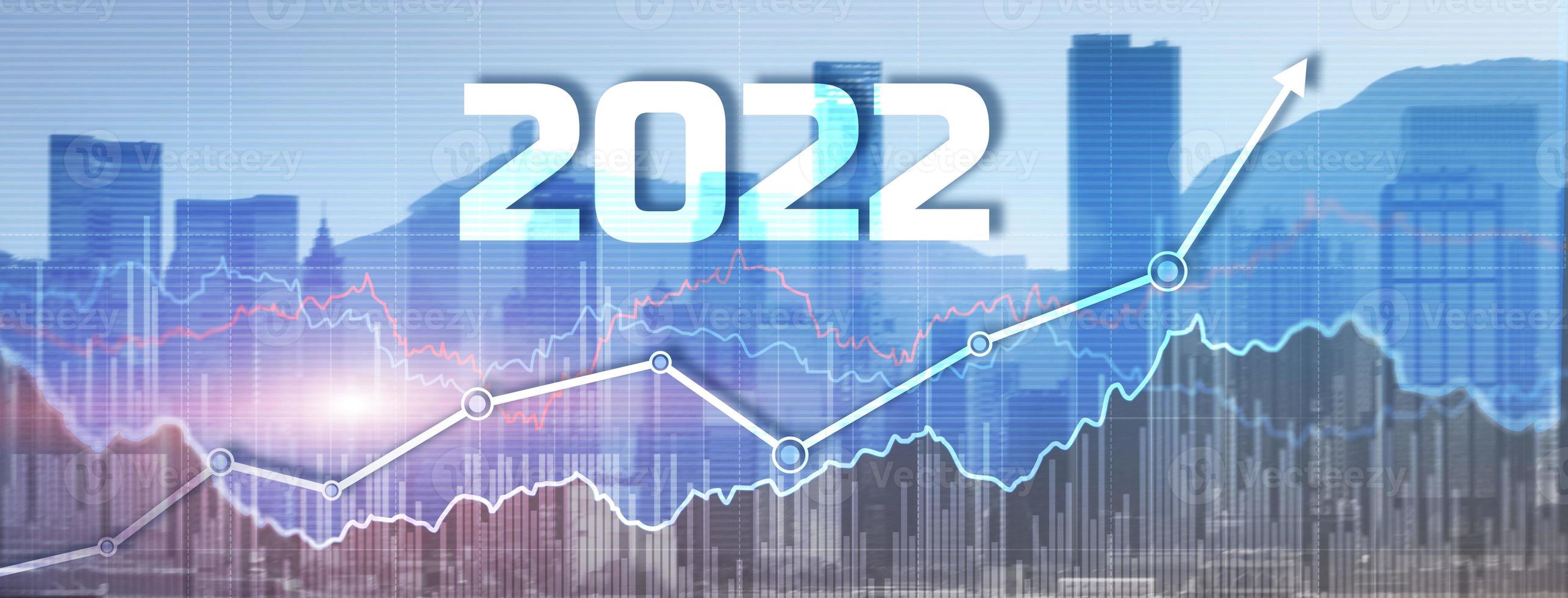 New 2022 year on modern city background. Website Banner photo