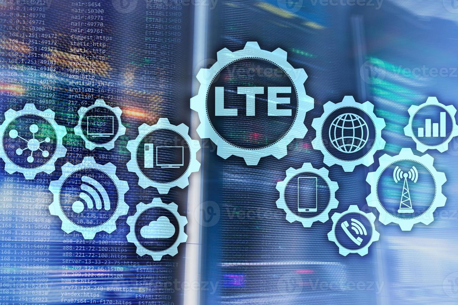 LTE, Wireless Business Internet and Virtual Reality Concept. Information Communication Technology on a server background photo