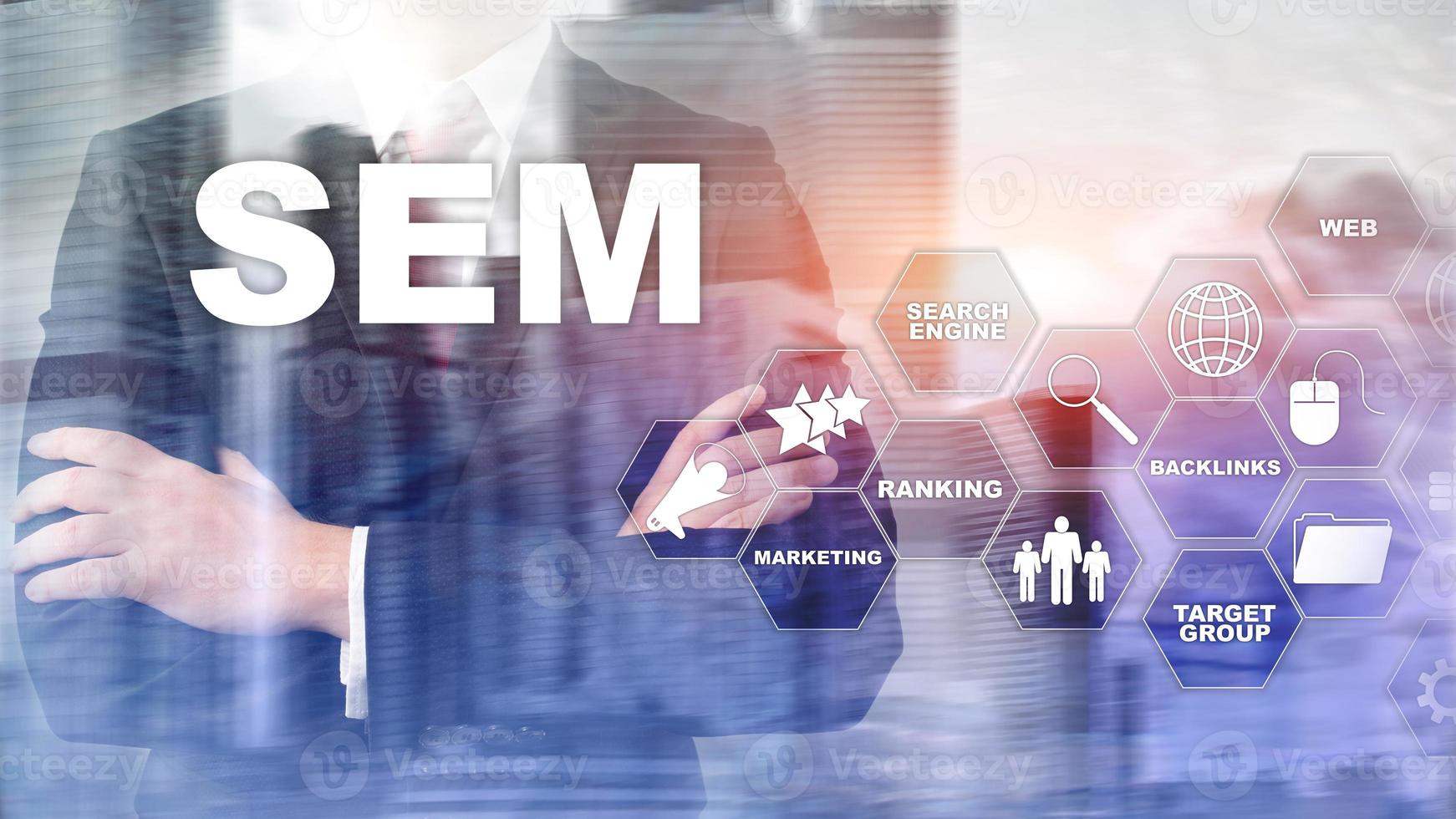 SEM Search Engine Optimization Marketing Ranking Traffic Website Internet Business Technology Communication Concept photo