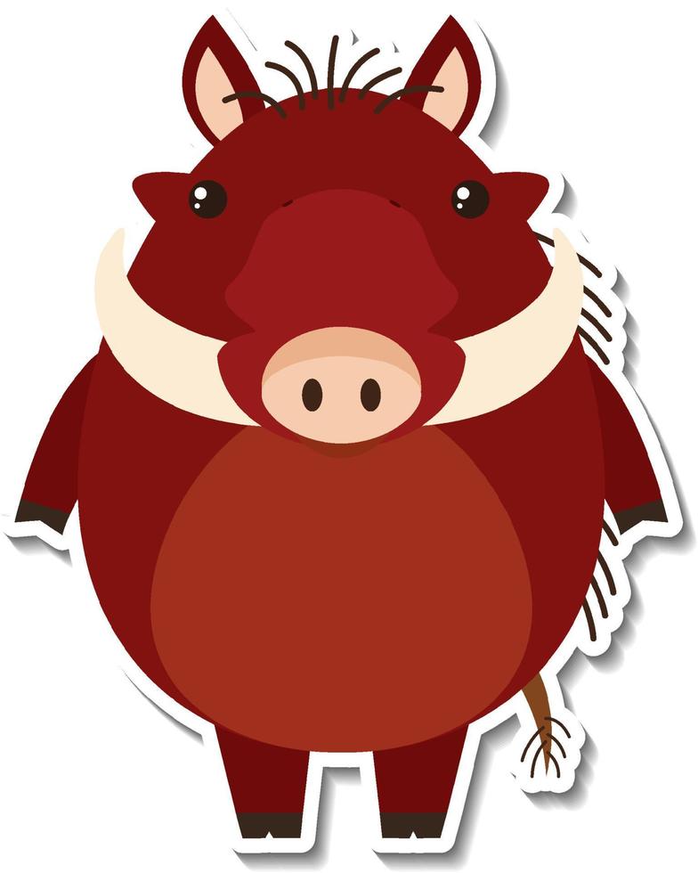 Chubby boar animal cartoon sticker vector