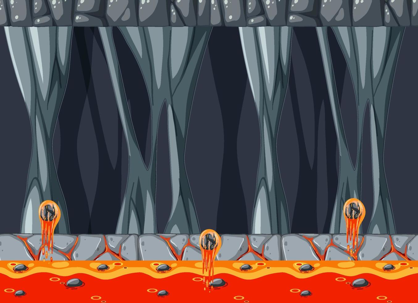 Lava Cave Platformer Game template vector