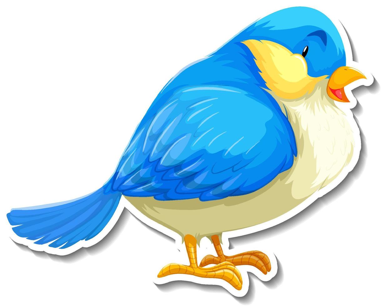 Cute blue bird animal cartoon sticker vector