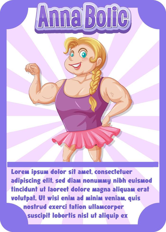 Character game card template with word Anna Bolic vector
