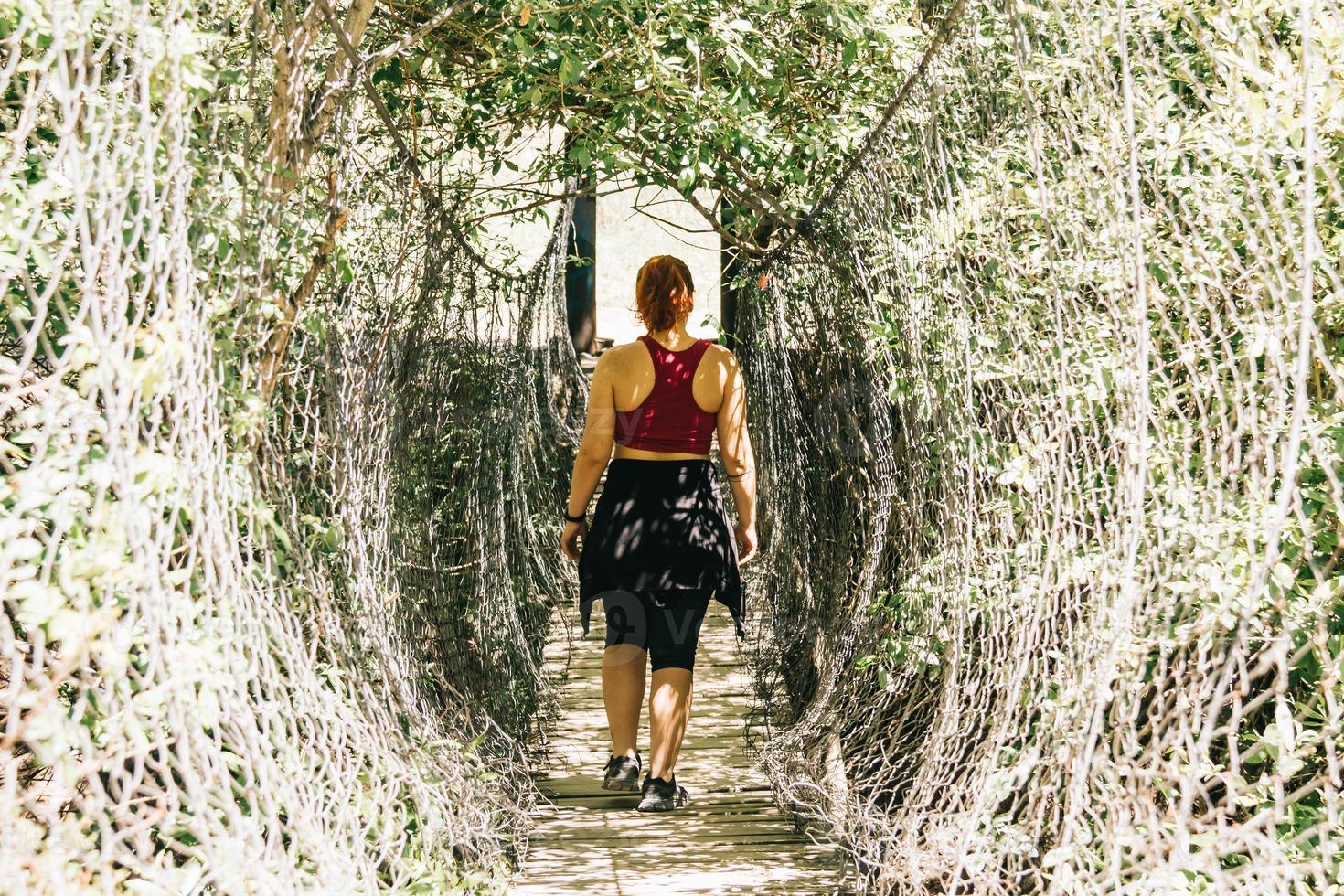 Girl walk at Los Cahorros, Granda, Spain photo