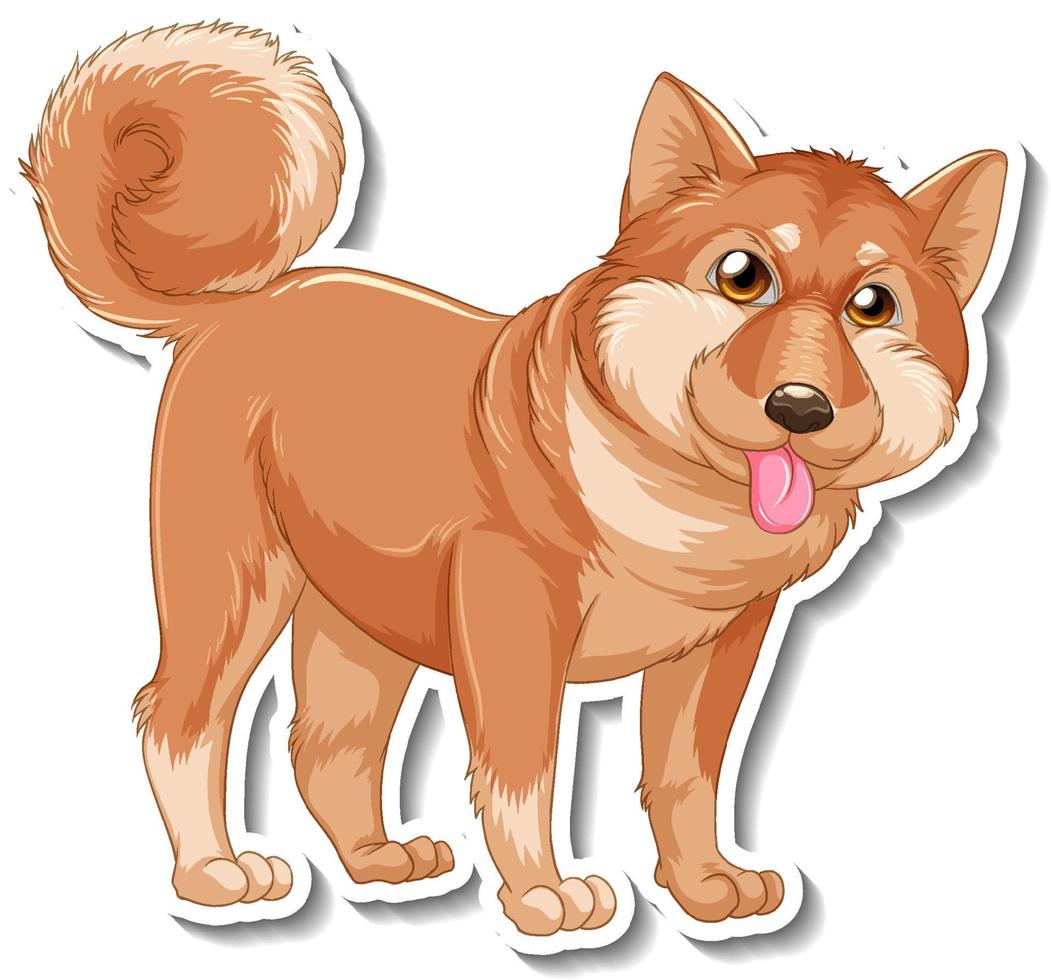 Sticker design with shiba inu dog isolated vector