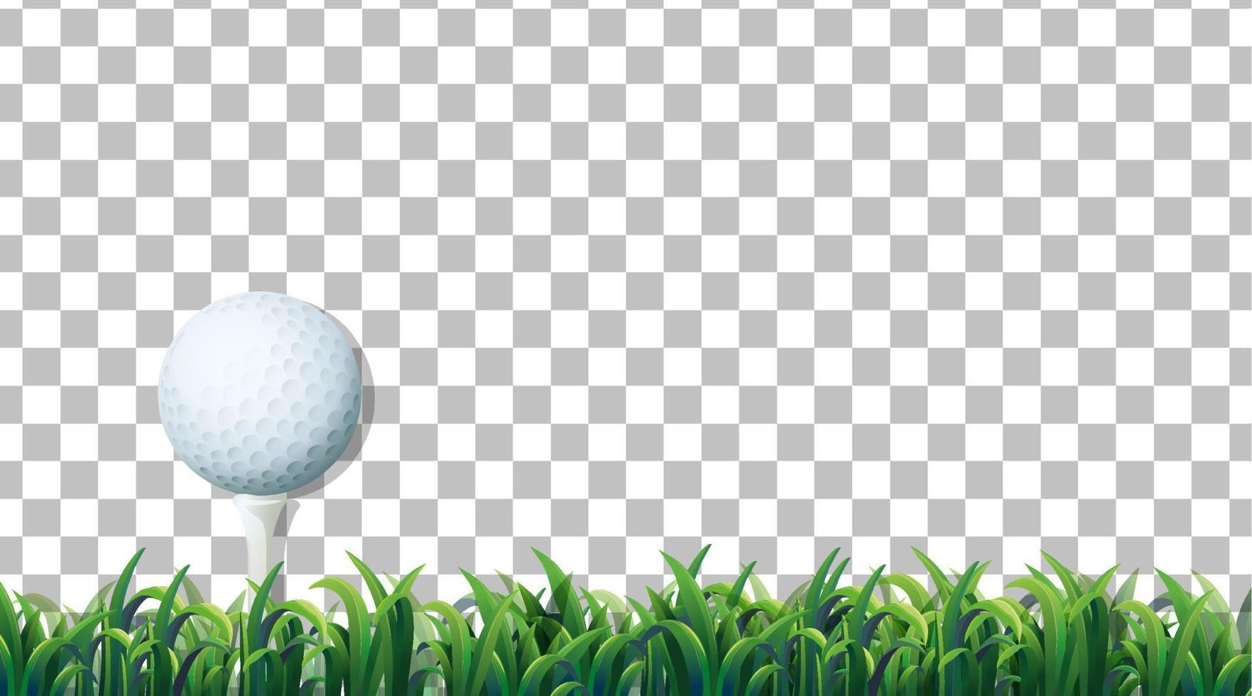 Golf ball on the grass field on grid background vector