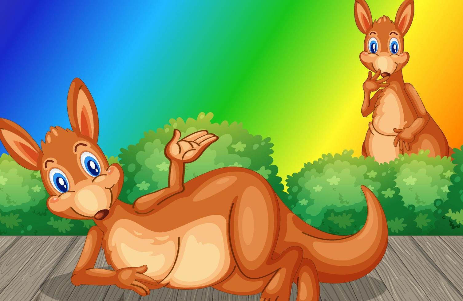 Kangaroo cartoon character on rainbow gradient background vector
