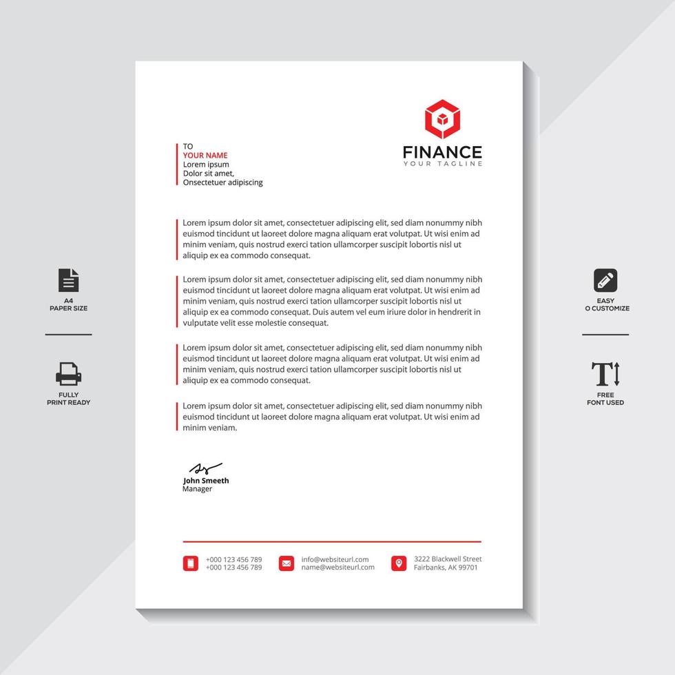 Corporate Letterhead Template Abstract Design Free vector