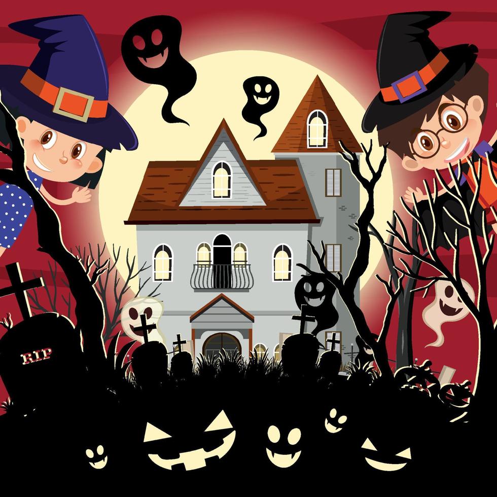 Happy Halloween with Haunted Mansion vector