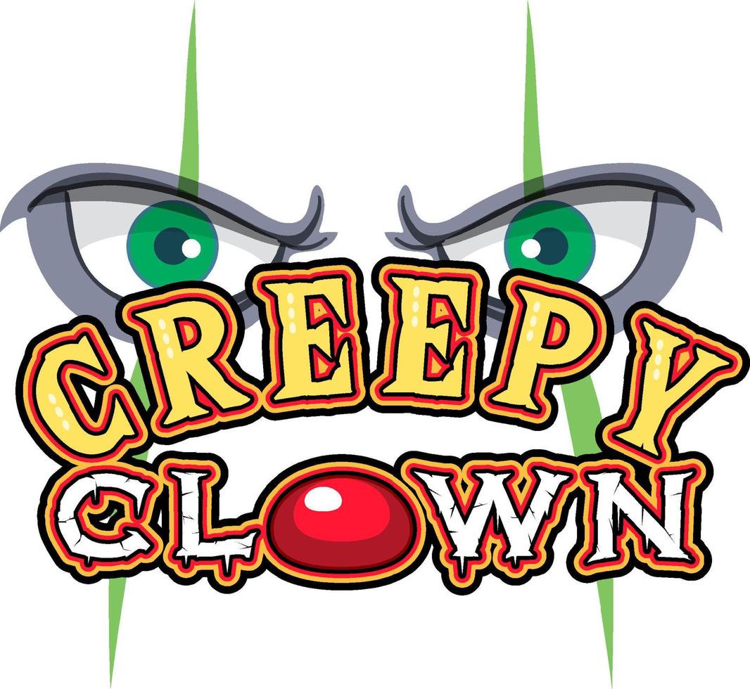 Scary clown eyes with Creepy Clown word logo vector