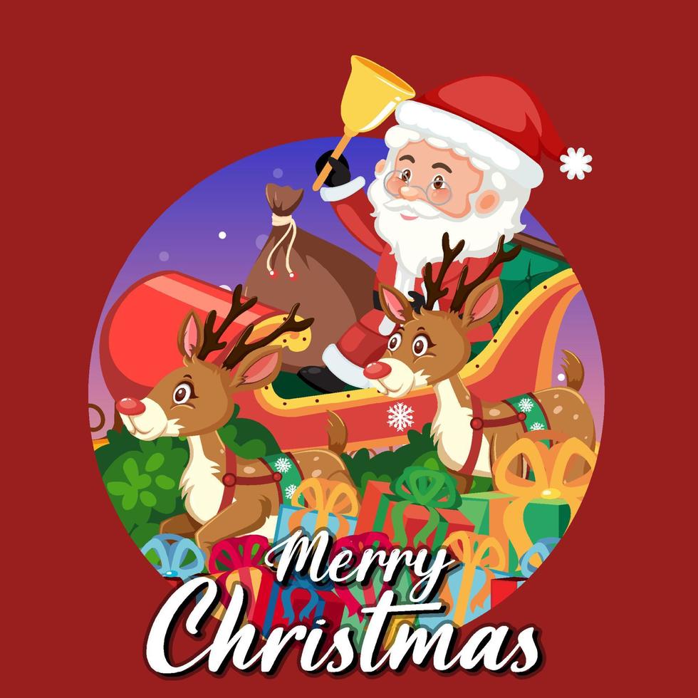 Merry Christmas banner with Santa Claus and reindeer vector