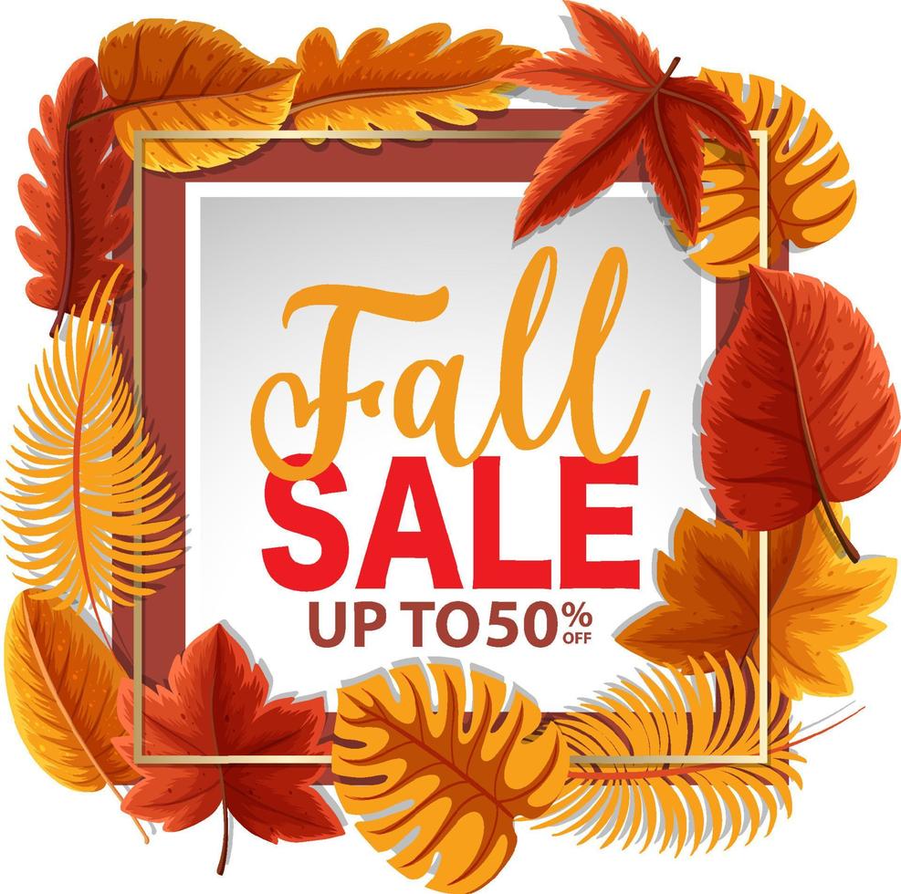 Fall sale banner template vector