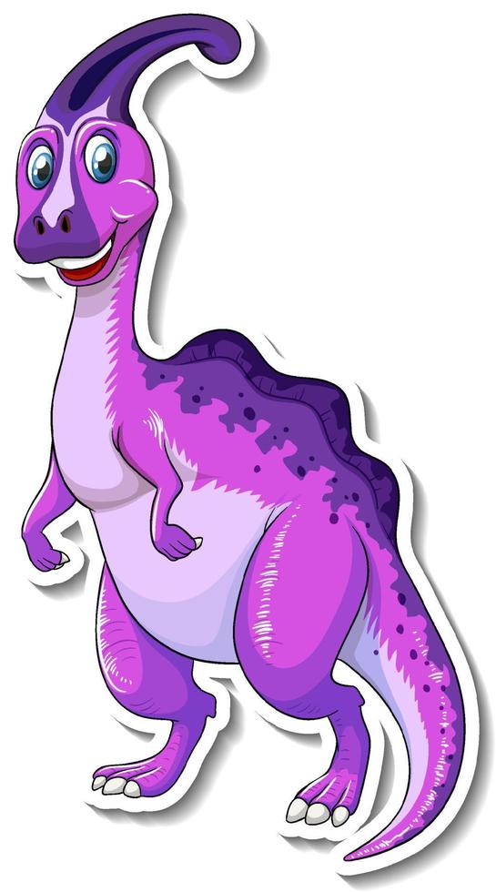 Parasaurolophus dinosaur cartoon character sticker vector