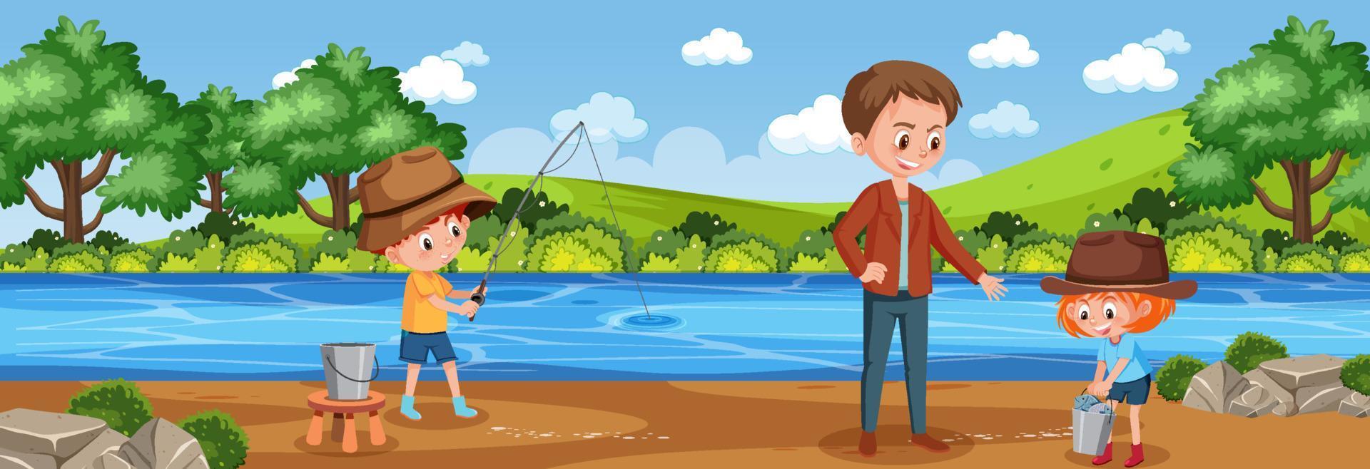 Outdoor horizontal scene with people in the park vector