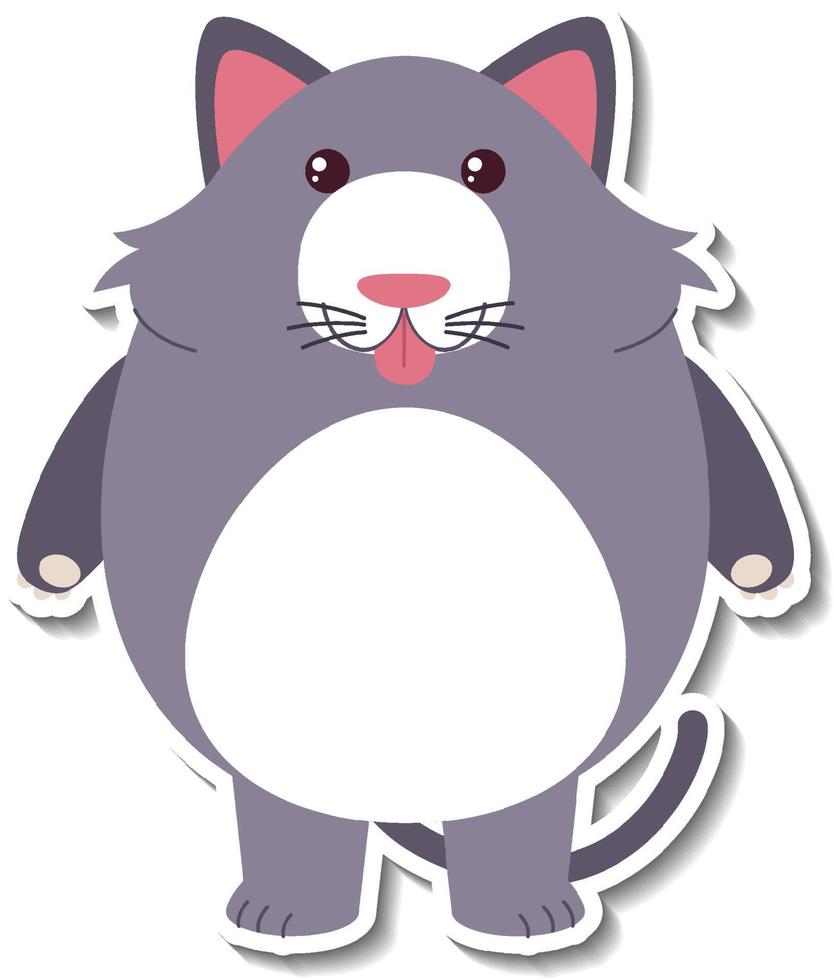 Chubby cat animal cartoon sticker vector