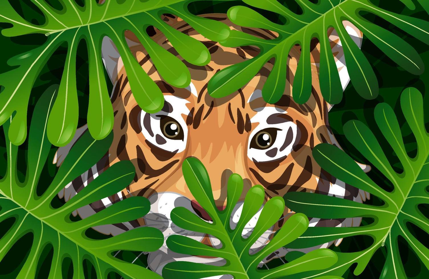 tigre escondido en la jungla vector
