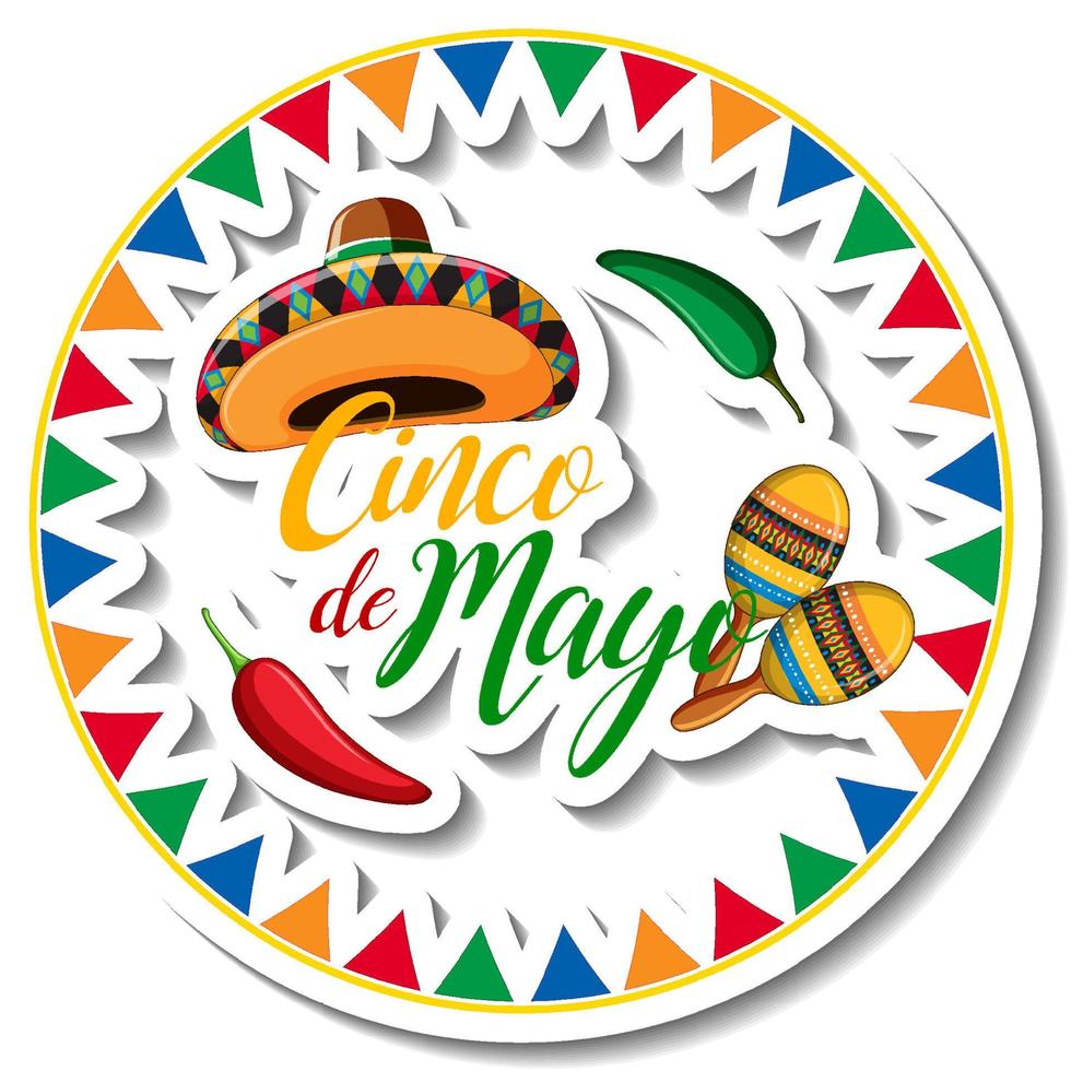 etiqueta engomada de la insignia del cinco de mayo vector