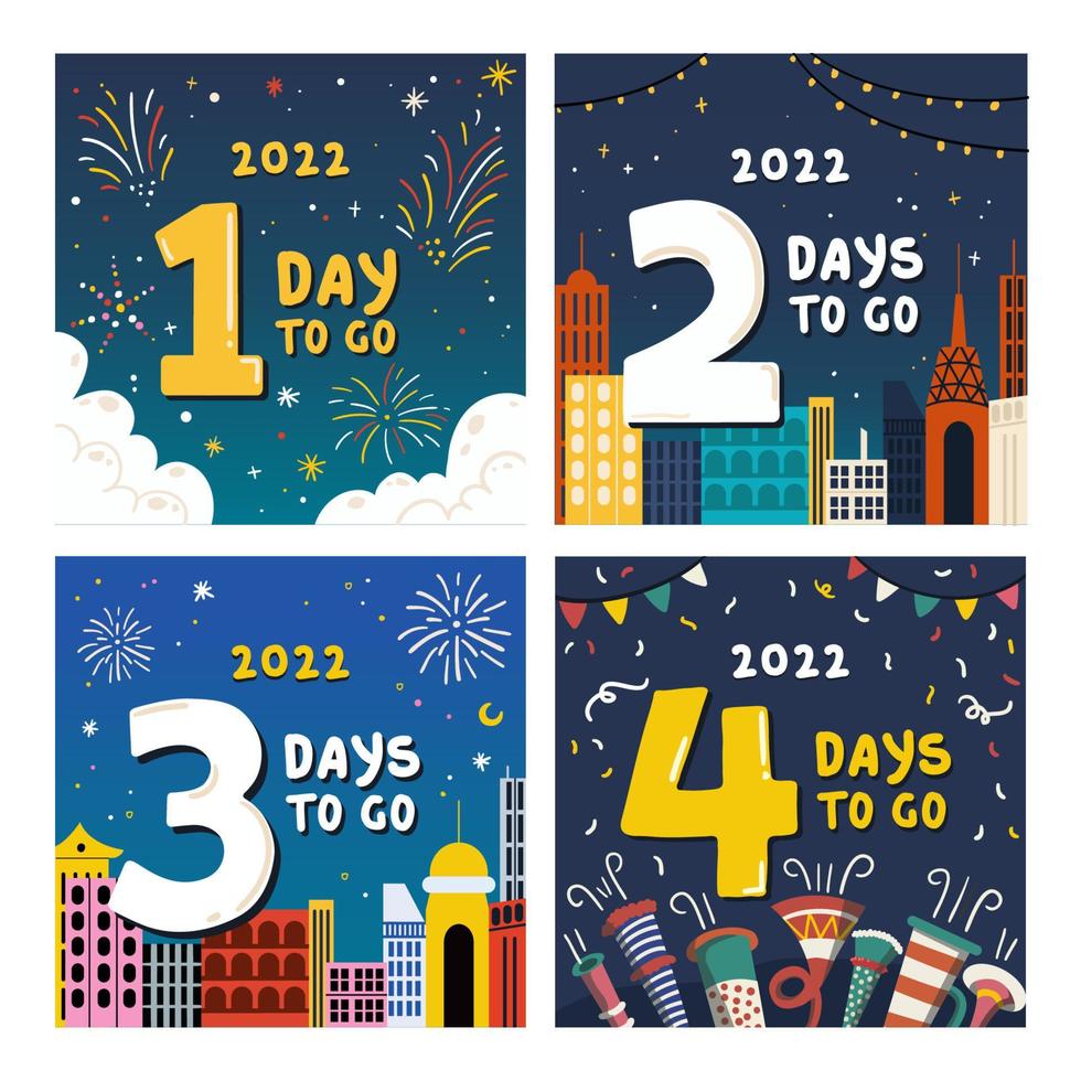 Happy New Year 2022 Social Media Posts vector