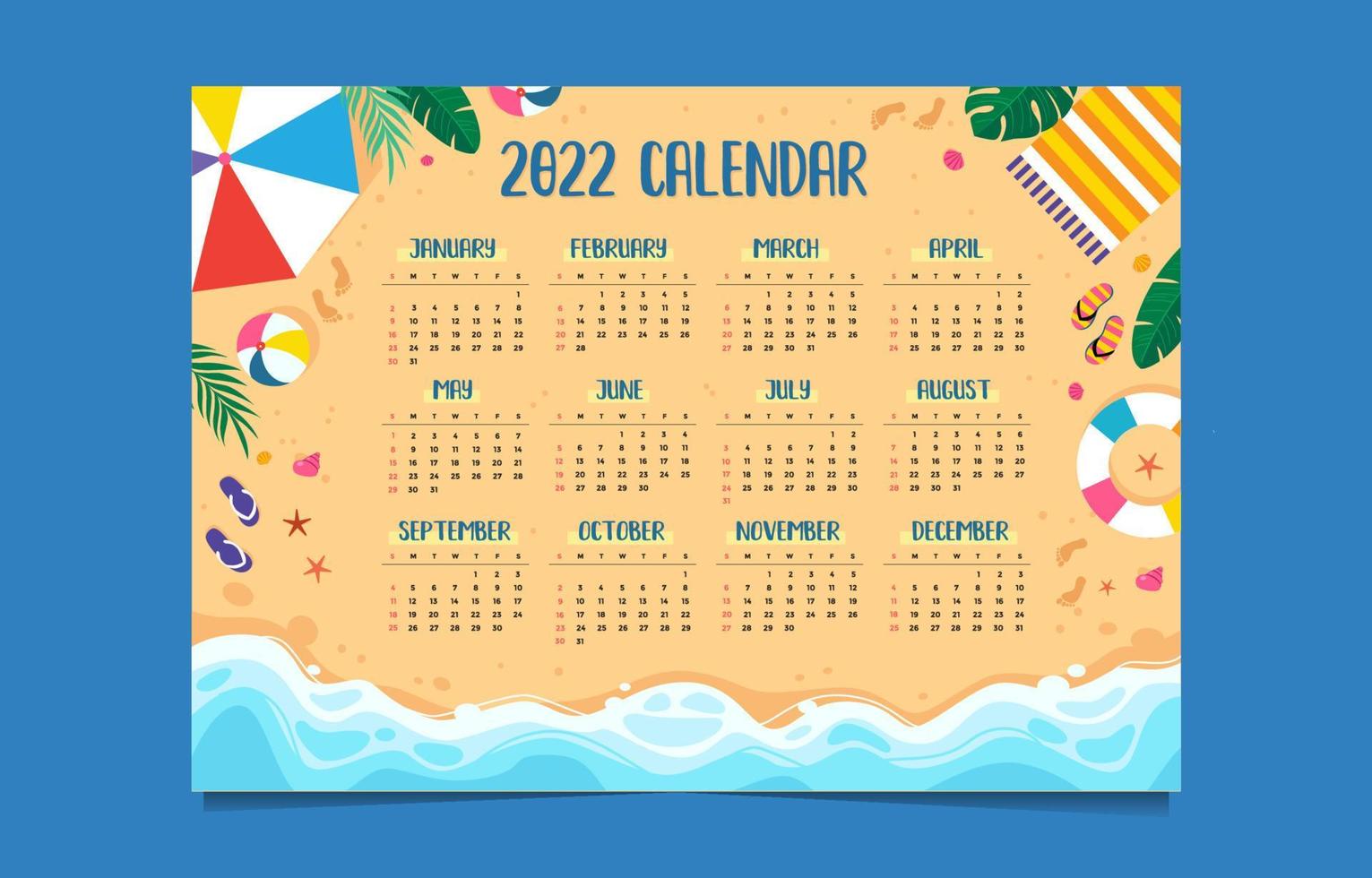 2022 Calendar Template vector