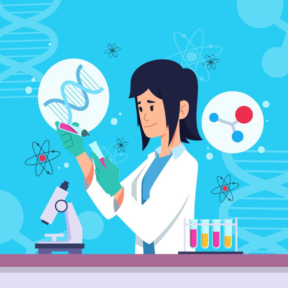 Woman and Science Laboratory vector