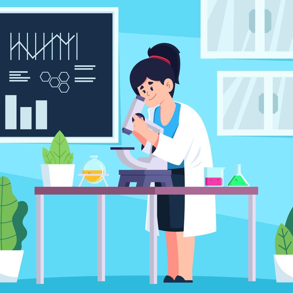 Woman and Science Laboratory vector