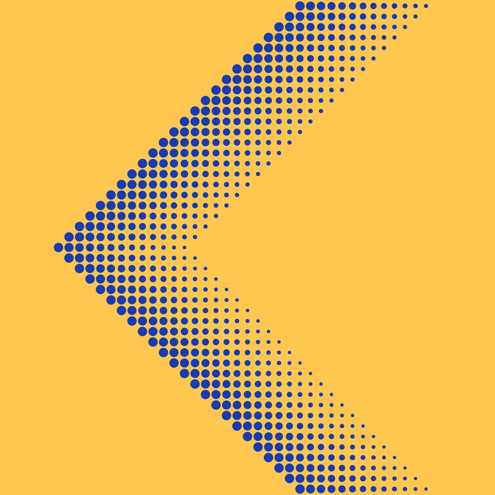Halftone dynamic arrow sign, dots direction pointer vector