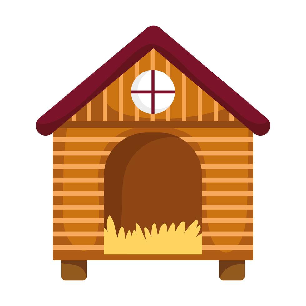 Granja de gallinero de madera icono aislado sobre fondo blanco. vector