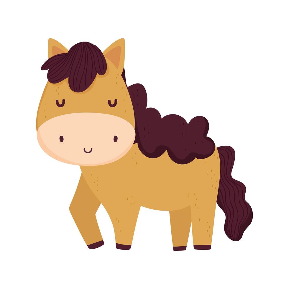 caballo, caricatura, granja, animal, aislado, icono, blanco, plano de fondo vector