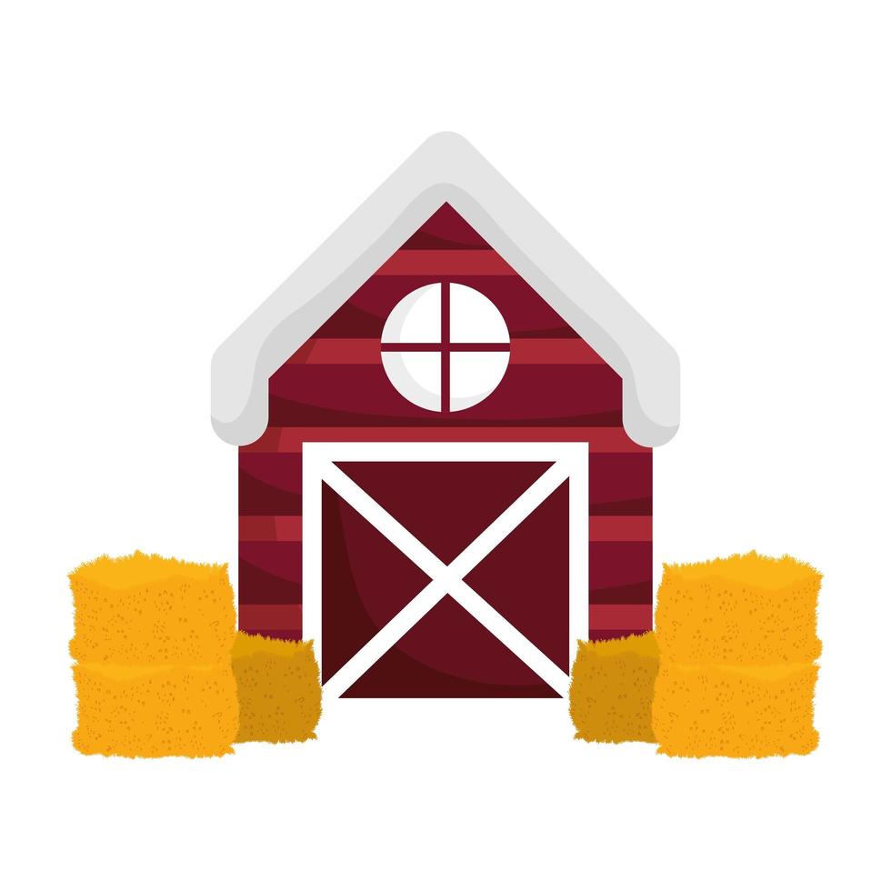 farm cartoon wooden barn stack of hay vector