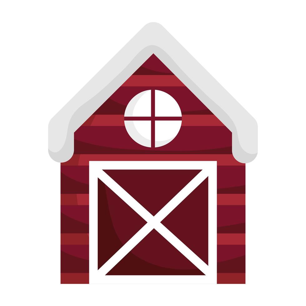 farm wooden barn isolated icon on white background vector