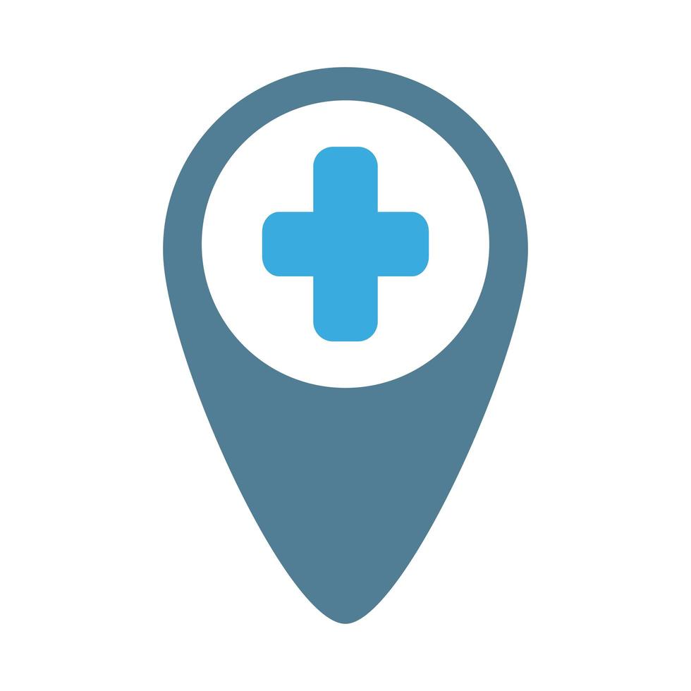 online doctor, pointer location medical assistance covid 19 flat style icon vector
