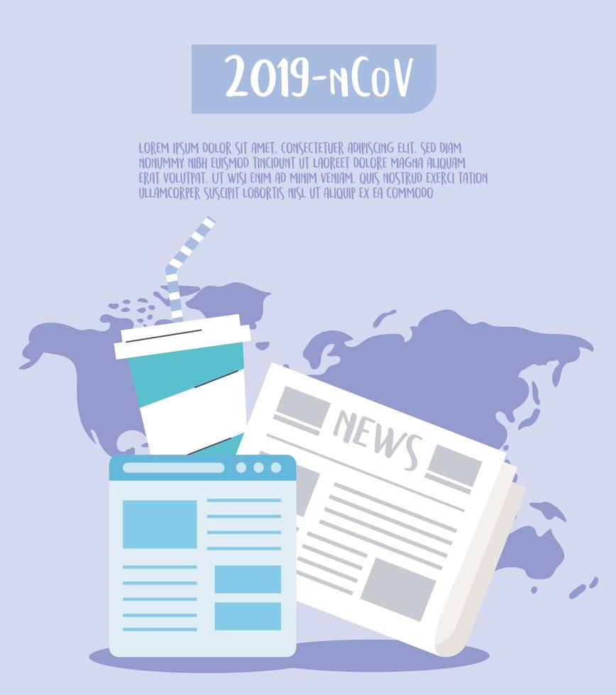 covid 19 quarantine, outbreak through social media, breaking news world vector